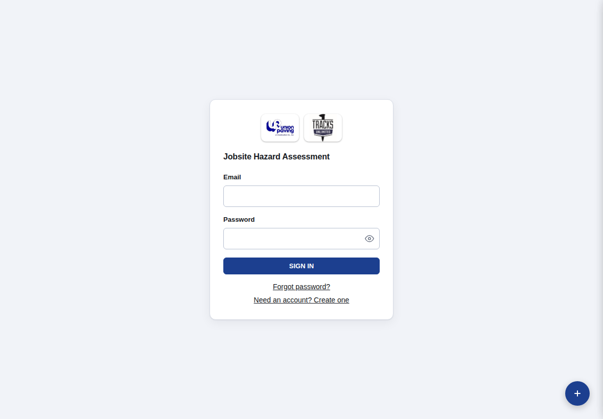 Sign in screen with email and password fields